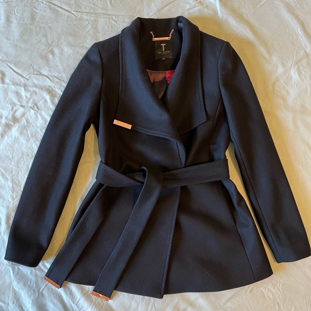 Ted Baker Wool Wrap Short Coat Black Size 1 (US 4)